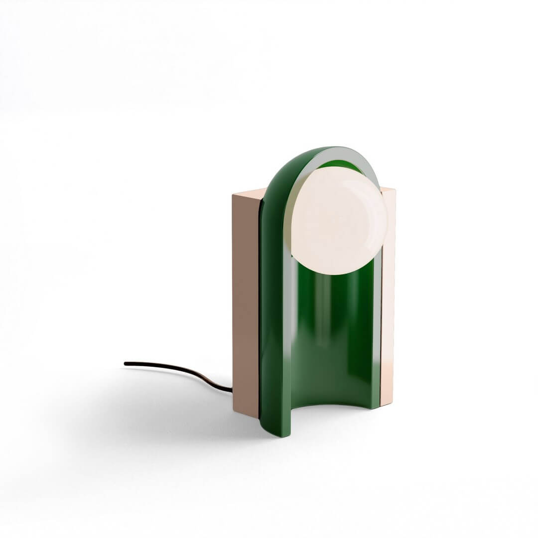 Lampa stołowa ceramiczna Ferroluce C2810 Grigio Sabbia + Verde Bali Cleo Deco