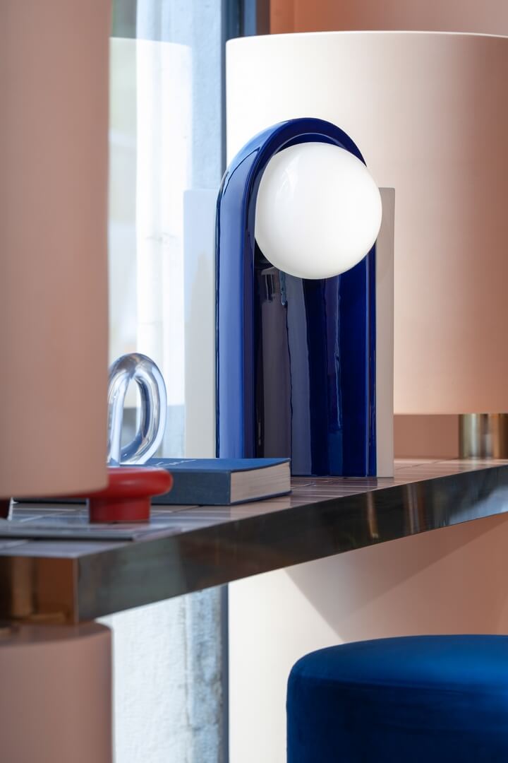 Lampa stołowa ceramiczna Ferroluce C2810 Grigio Sabbia + Verde Bali Cleo Deco