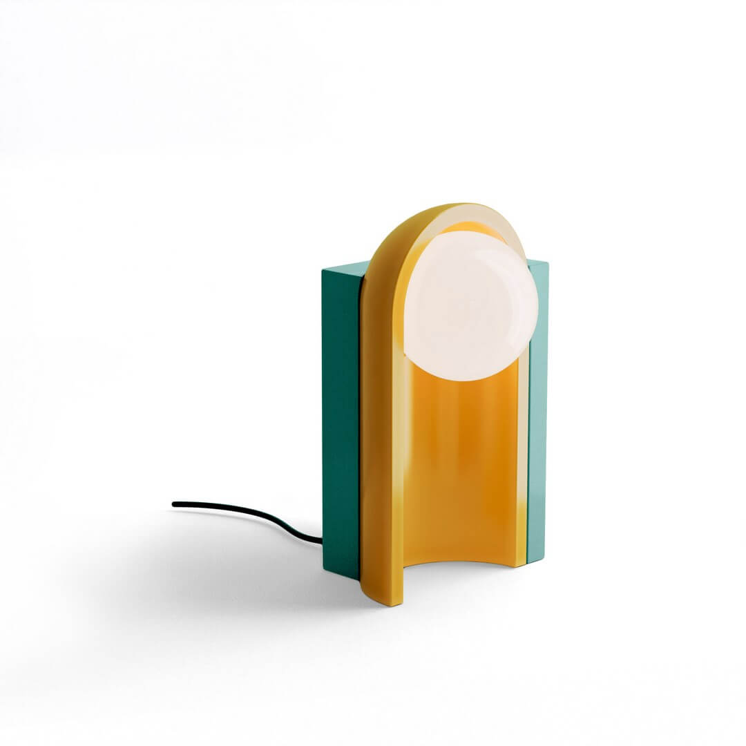 Lampa stołowa ceramiczna Ferroluce C2810 Turchese + Giallo Cleo Deco