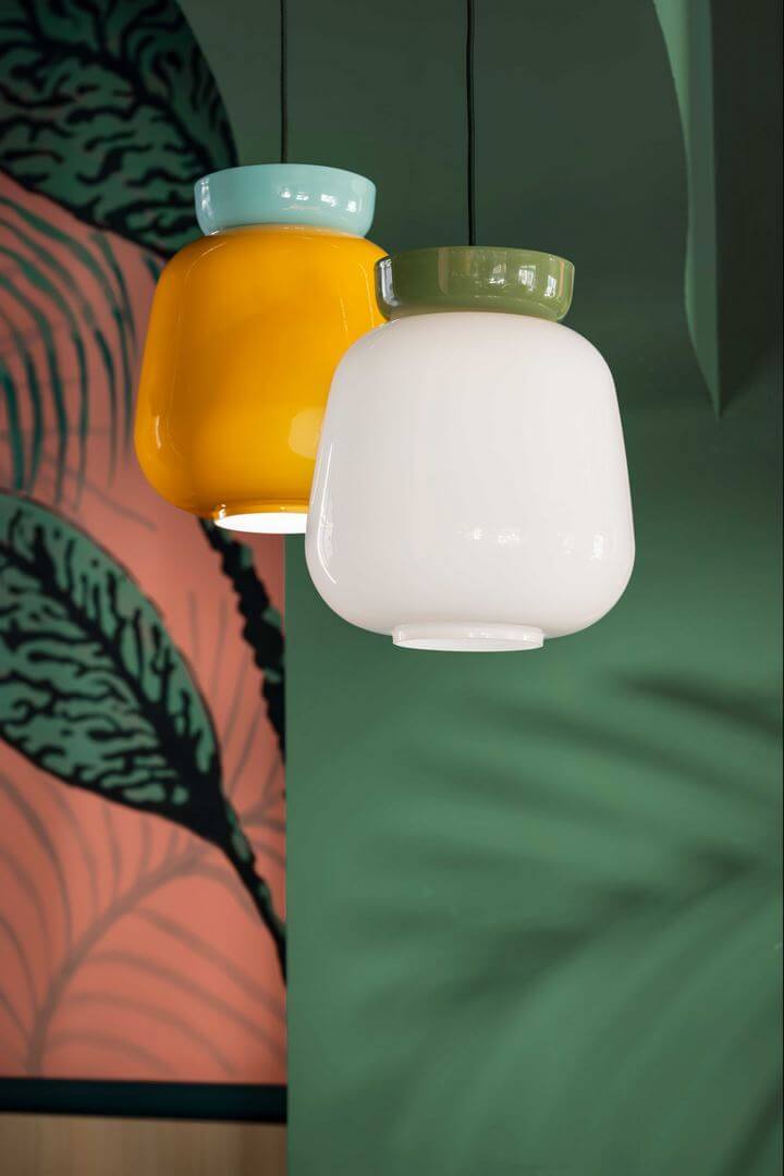 Lampa designerska wisząca Ferroluce C2740 Azzurro+Giallo Corcovado Deco