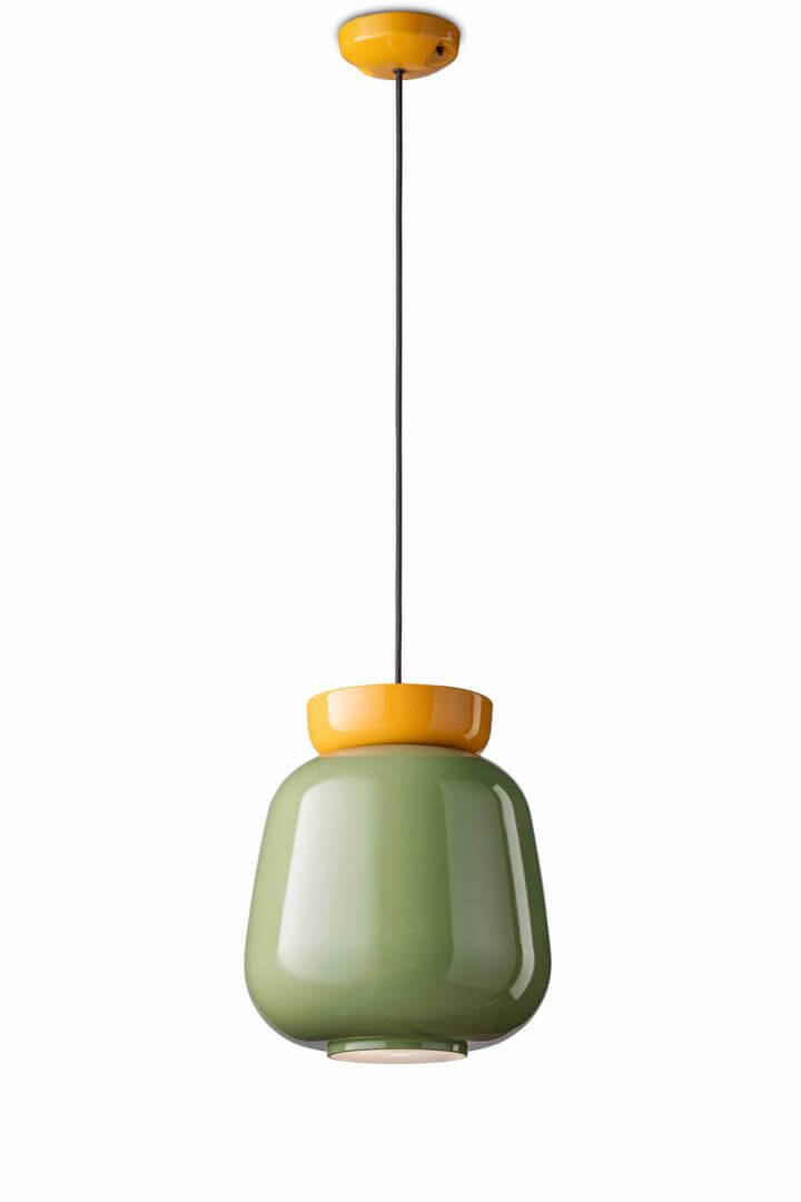 Lampa designerska wisząca Ferroluce C2740 Giallo+Verde Salvia Corcovado Deco