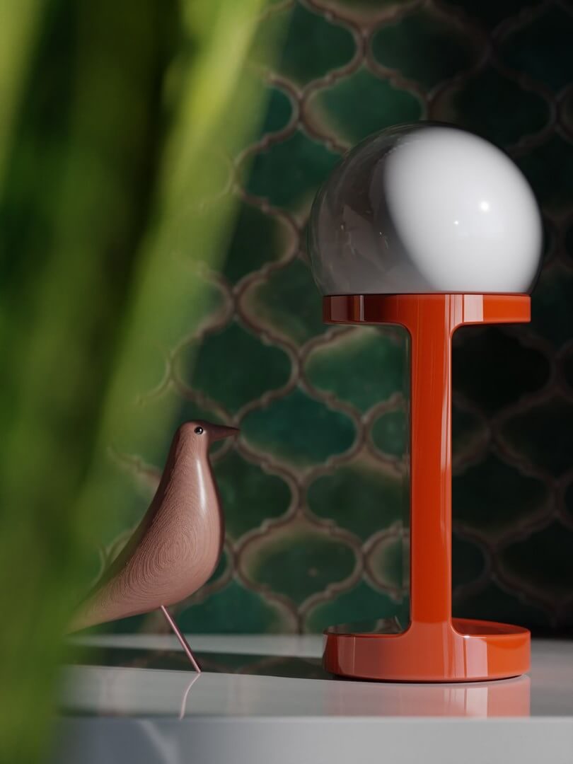 Lamp stołowa ceramiczna szklana Ferroluce C2780 Arancio Volpe Habea Deco