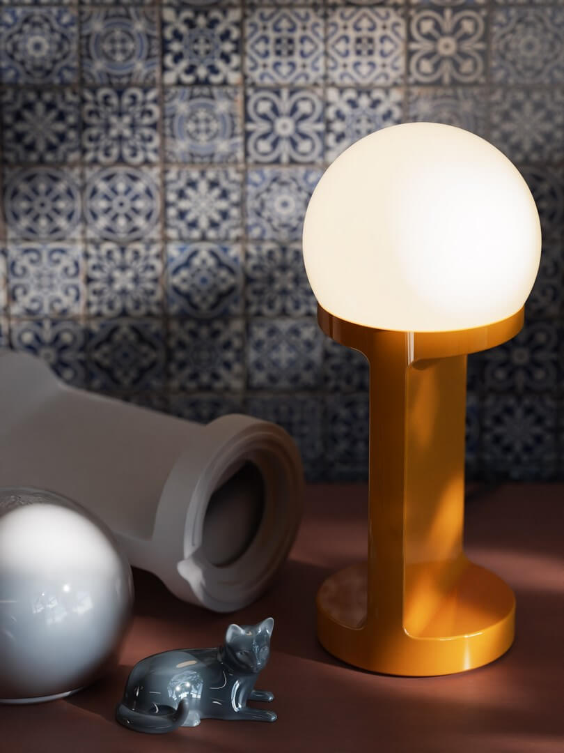 Lamp stołowa ceramiczna szklana Ferroluce C2780 Giallo Habea Deco