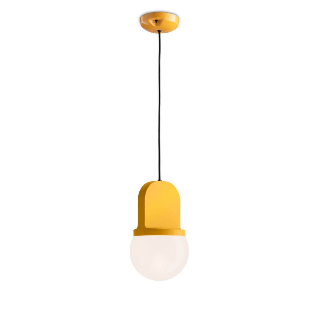 Lampa wisząca ceramiczna szklana Ferroluce C2781 Giallo Habea Deco