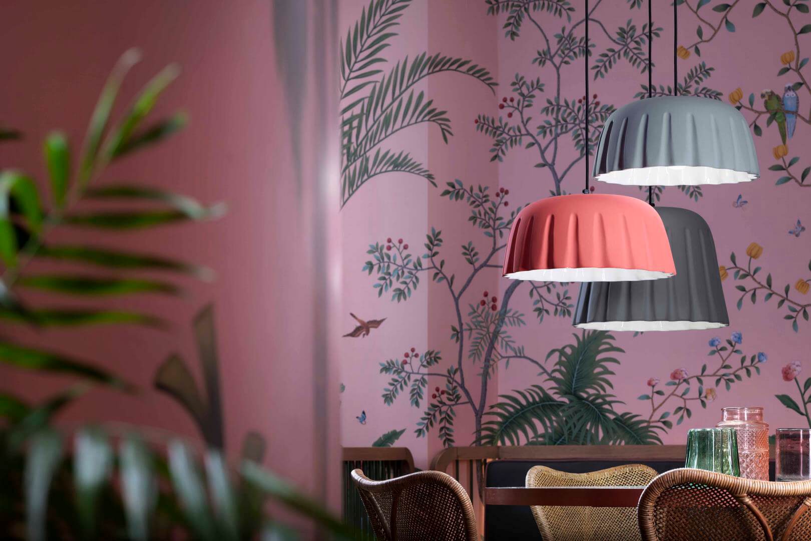 Lampa ceramiczna matowa wisząca Ferroluce C2571 Rosa Corallo Madame Gres Deco