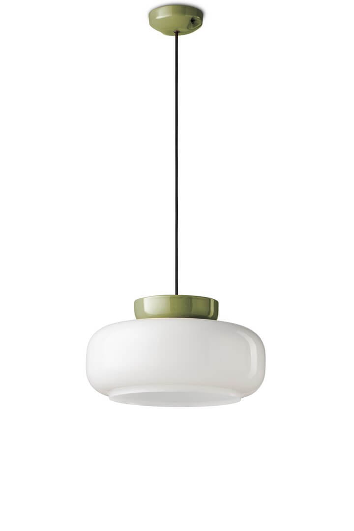 Lampa wisząca szklana ceramiczna Ferroluce C2743 Verde+Bianco Latte Salvia Maracana Deco