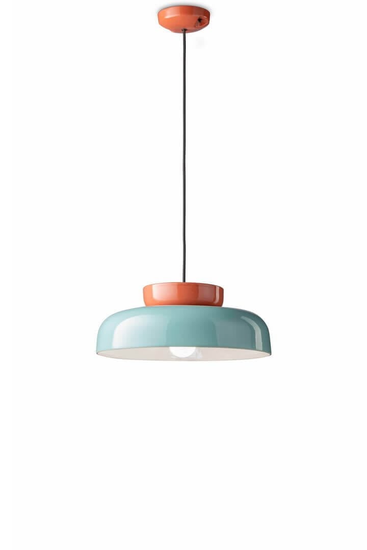 Lampa ceramiczna wisząca Ferroluce C2745 Arancio Poke+Azzurro Maracana Deco