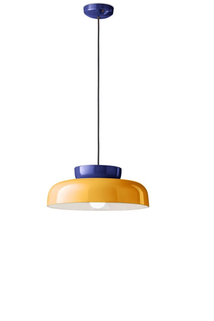Lampa ceramiczna wisząca Ferroluce C2745 Blu Robot+Giallo Maracana Deco