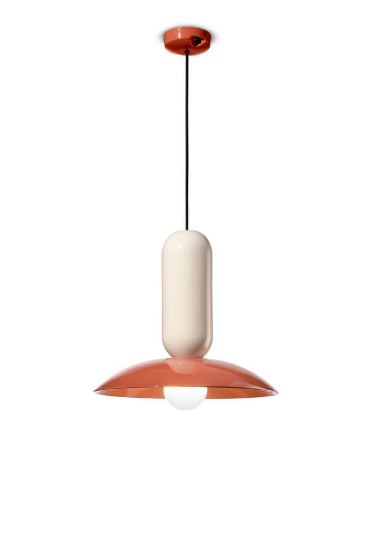Lampa ceramiczna Ferroluce C2630 Arancio Poke+Crema Pau Deco