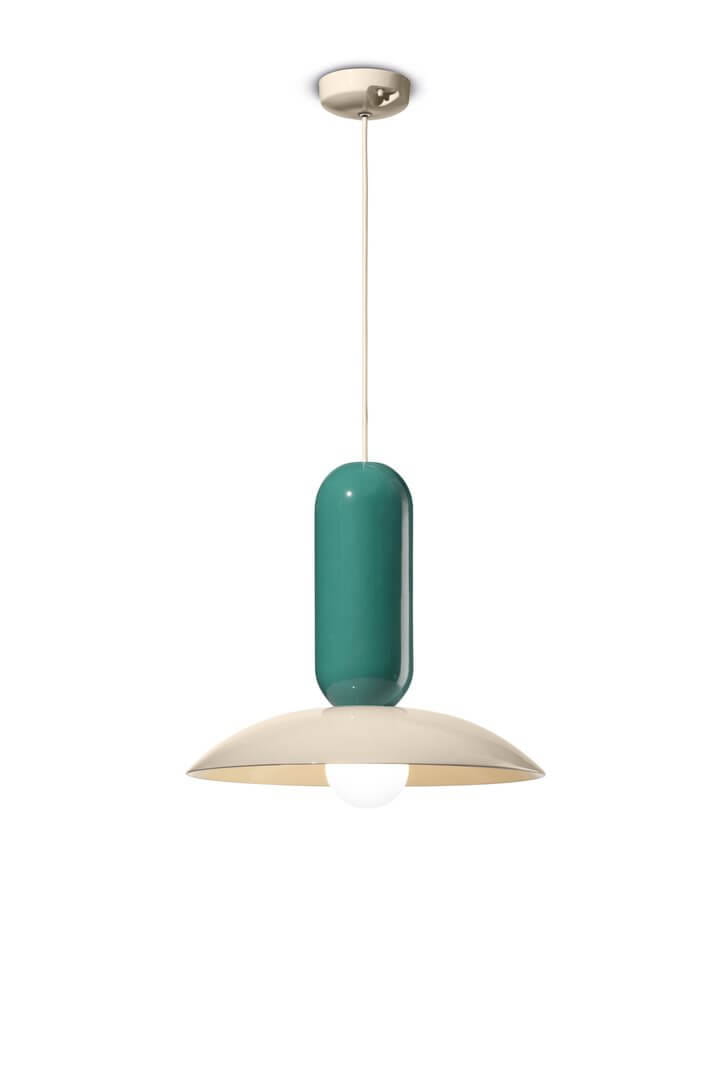 Lampa ceramiczna Ferroluce C2630 Crema+Turchese Pau Deco