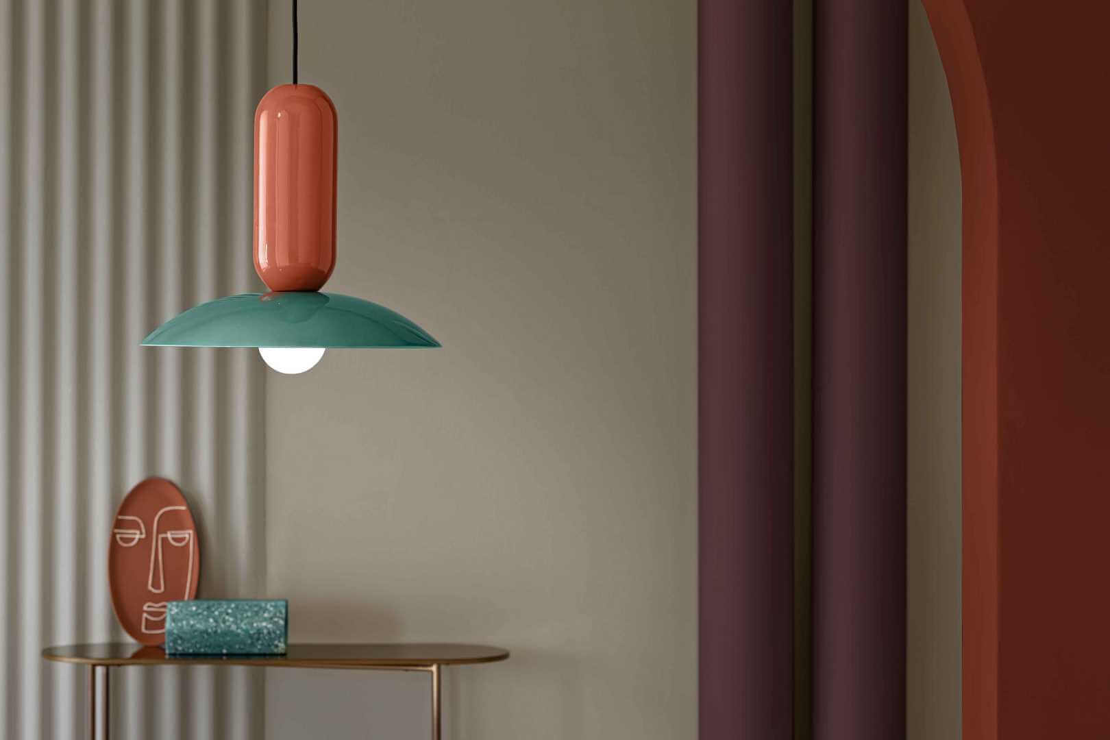 Lampa ceramiczna Ferroluce C2630 Turchese+Arancio Poke Pau Deco