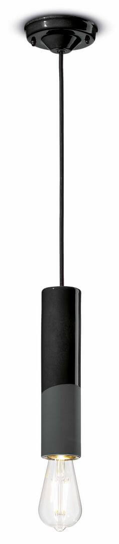 Lampa wisząca ceramiczna mat i blask Ferroluce C2500 Nero Carbone PI Deco