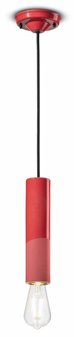 Lampa wisząca ceramiczna mat i blask Ferroluce C2500 Rosso Corallo PI Deco