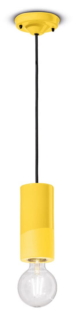 Lampa z ceramiki mat i blask wisząca Ferroluce C2501 Giallo Limone PI Deco
