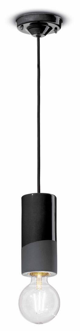 Lampa z ceramiki mat i blask wisząca Ferroluce C2501 Nero Carbone PI Deco