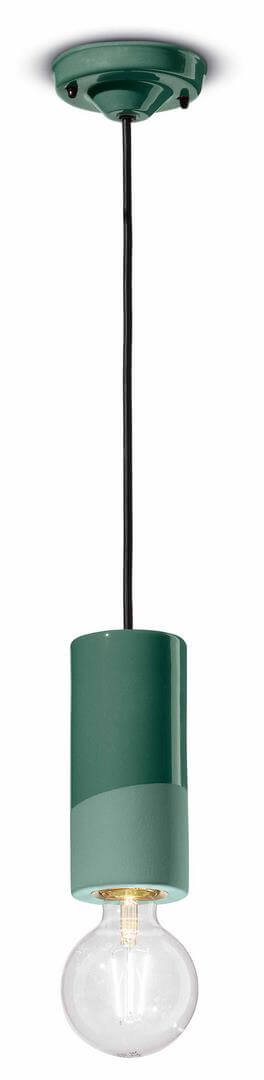 Lampa z ceramiki mat i blask wisząca Ferroluce C2501 Verde Bottiglia PI Deco
