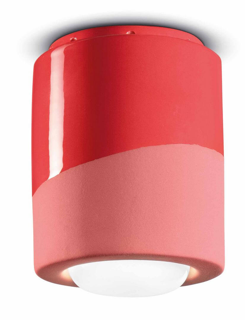 Lampa ceramiczna sufitowa punktowa Ferroluce C986 Rosso Corallo PI Deco