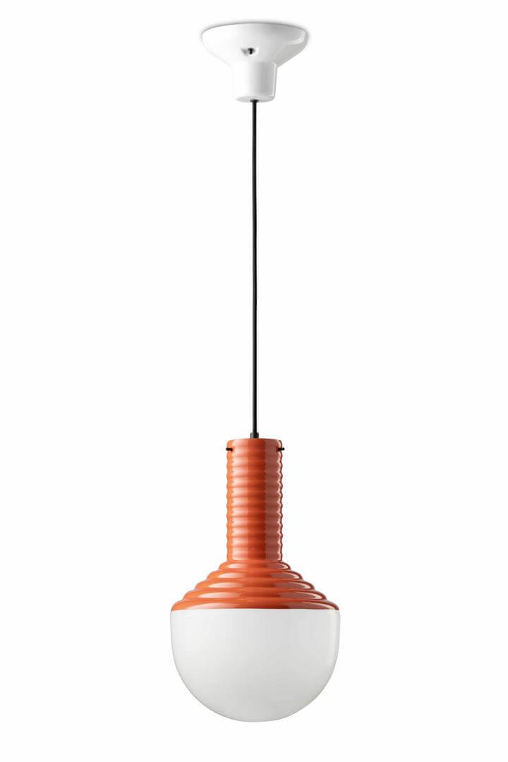 Lampa wisząca z kulistym kloszem Ferroluce C2730 Arancio Poke Selaron Deco