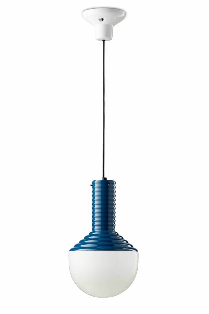 Lampa wisząca z kulistym kloszem Ferroluce C2730 Blu Lucido Brillante Selaron Deco