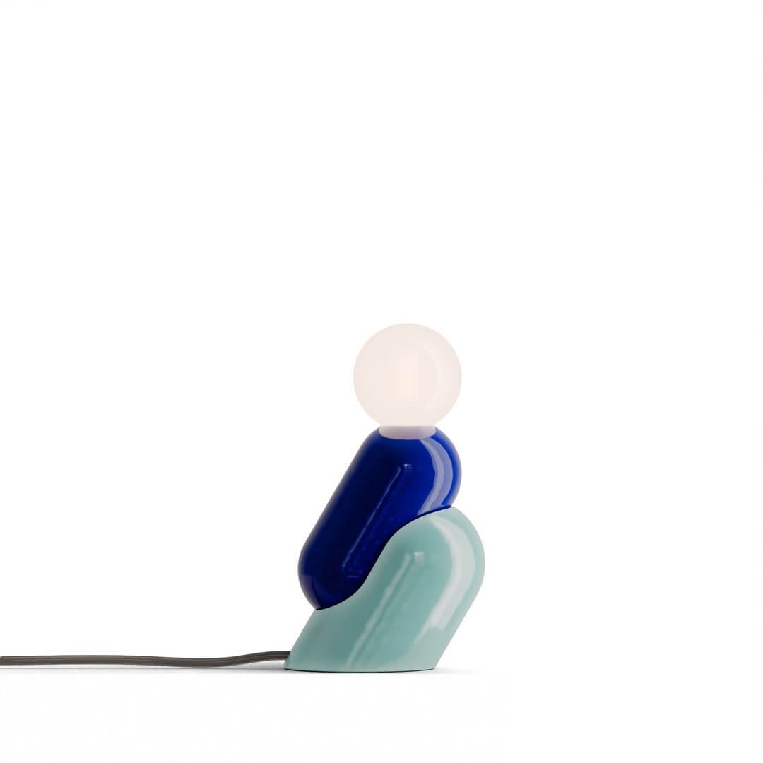 Lampa designerska stołowa Ferroluce C2820 Blu Robot + Azzurro Tata Deco