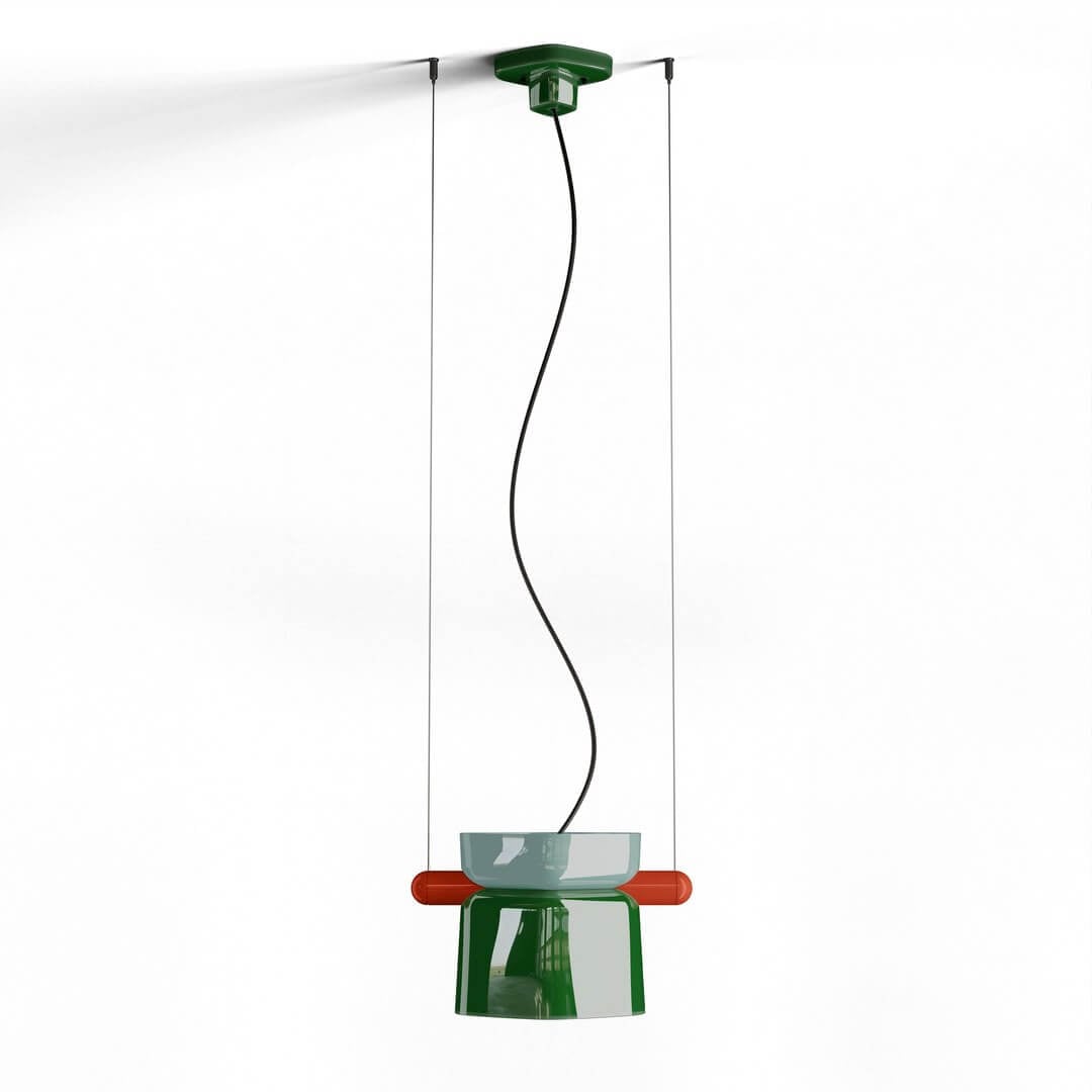 Lampa wisząca z ceramiki Ferroluce C2791 Azzurro + Verde Bali Yakitori Deco