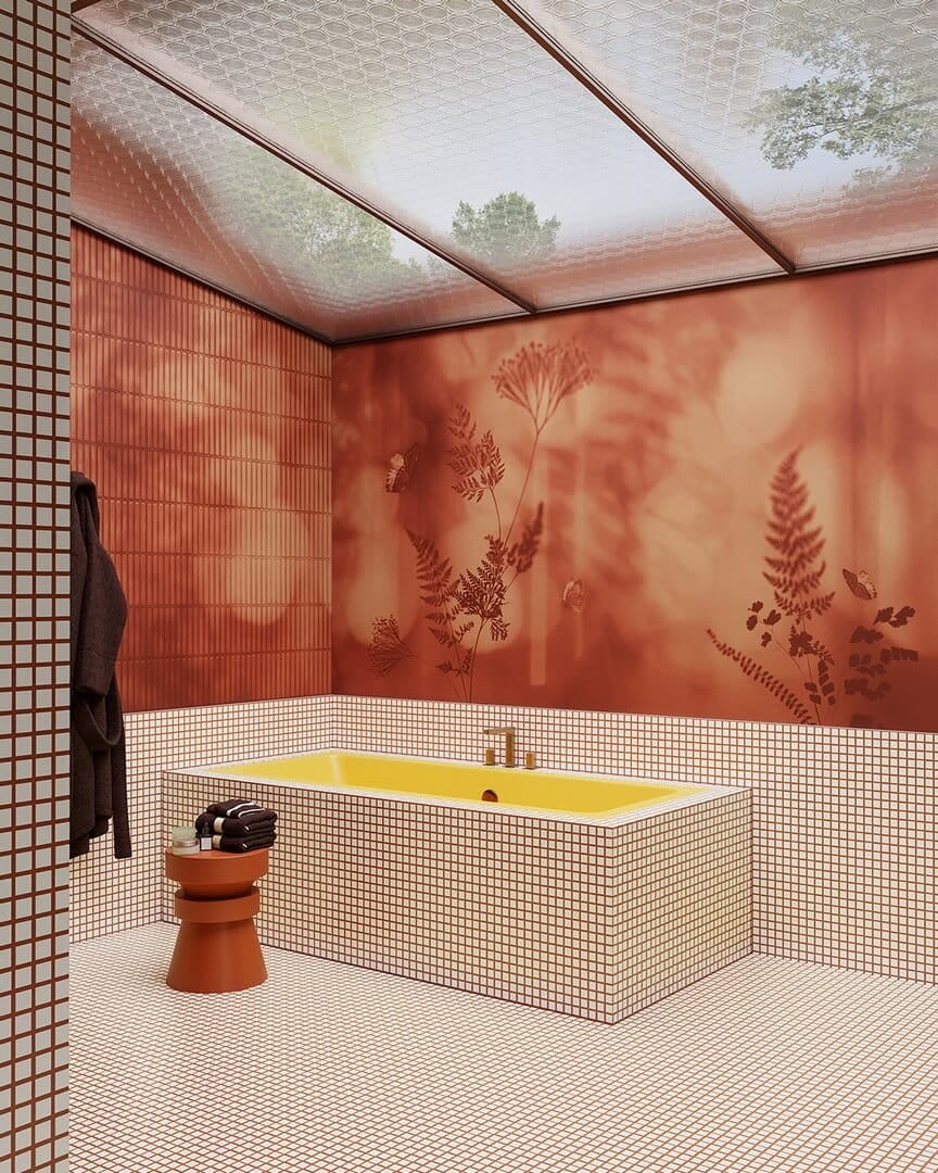 Fototapeta z liśćmi i motylami Inkiostro Bianco OUTSIDE THE WINDOW INKUESN2501 Flamenco