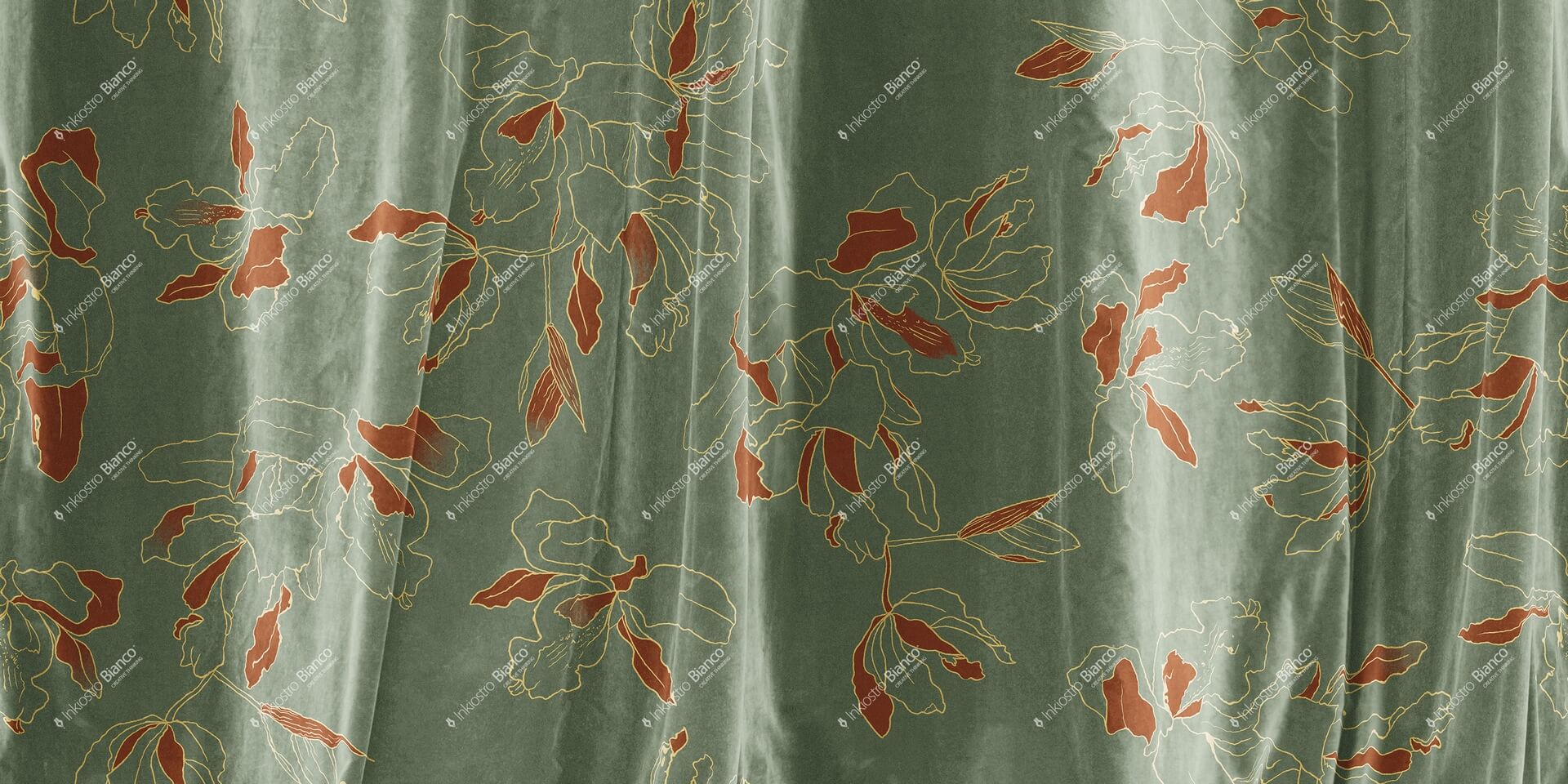 Fototapeta inspirowana tkaniną z motywem kwiatów Inkiostro Bianco VELVET INKLOBT2502 Flamenco
