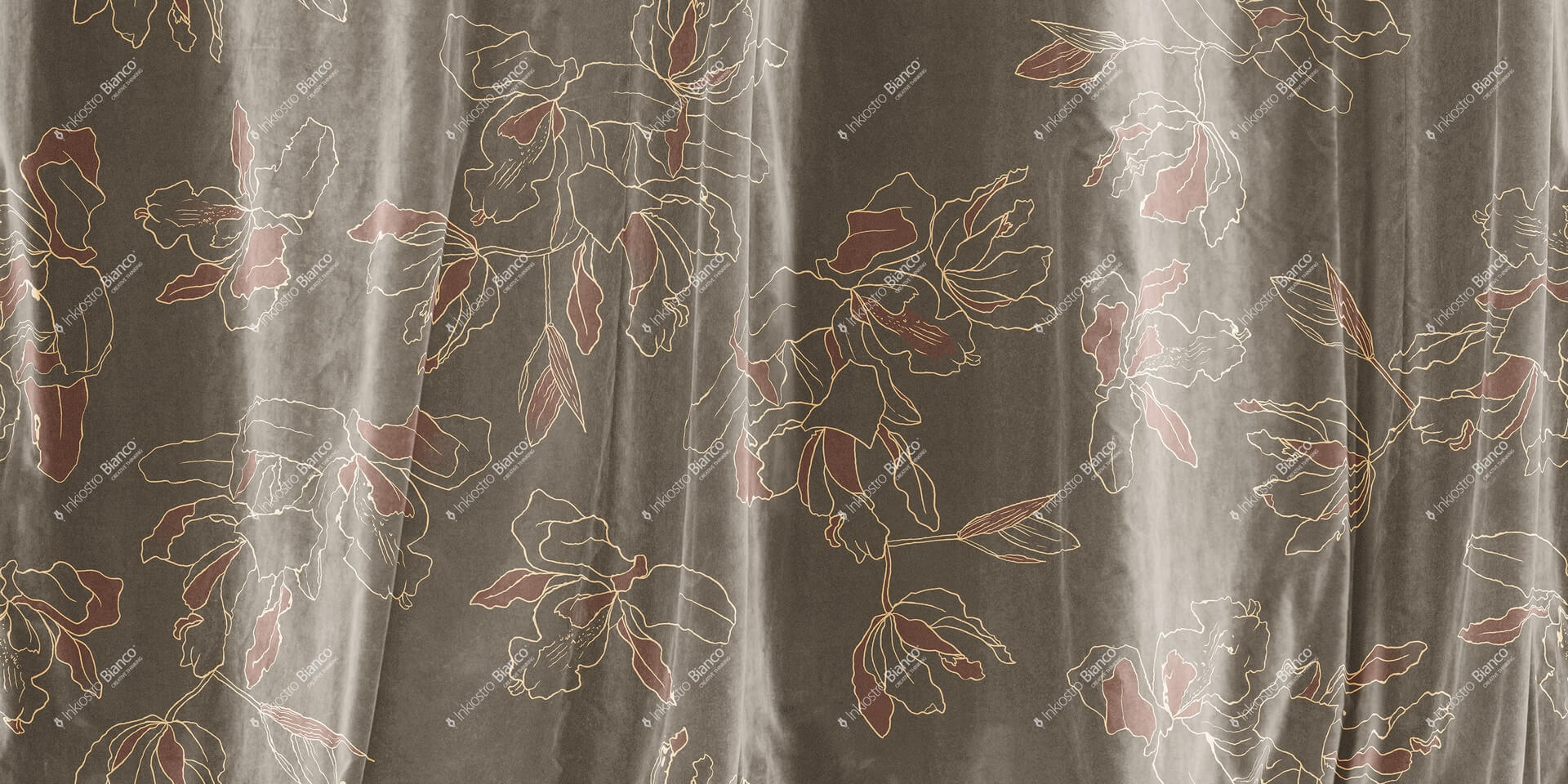 Fototapeta inspirowana tkaniną z motywem kwiatów Inkiostro Bianco VELVET INKLOBT2504 Flamenco