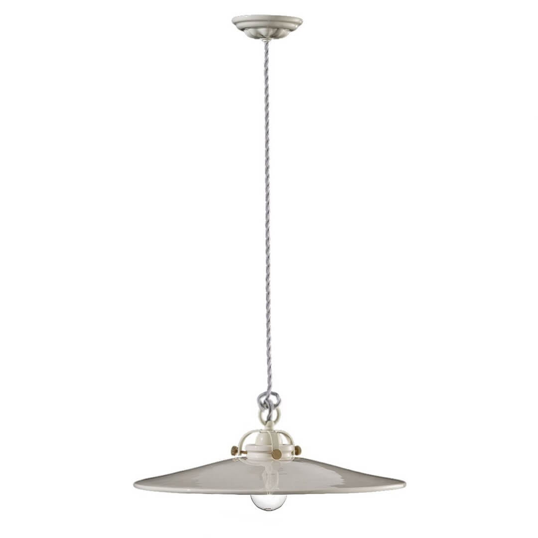 Lampa wisząca ceramiczna Ferroluce C102 Smalto Bianco B&W Retro