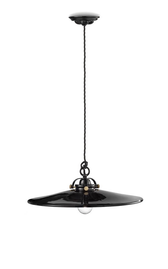 Lampa wisząca ceramiczna Ferroluce C102 Smalto Nero B&W Retro