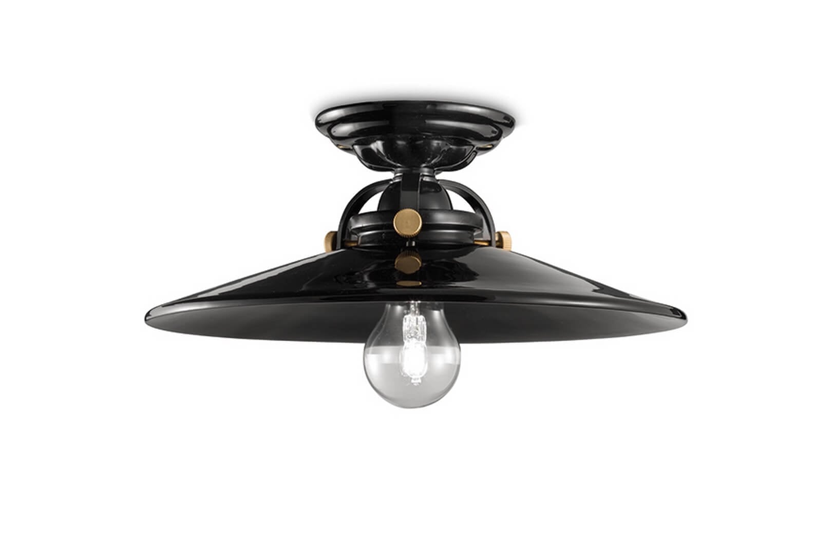 Lampa sufitowa ceramiczna Ferroluce C104 Smalto Nero B&W Retro