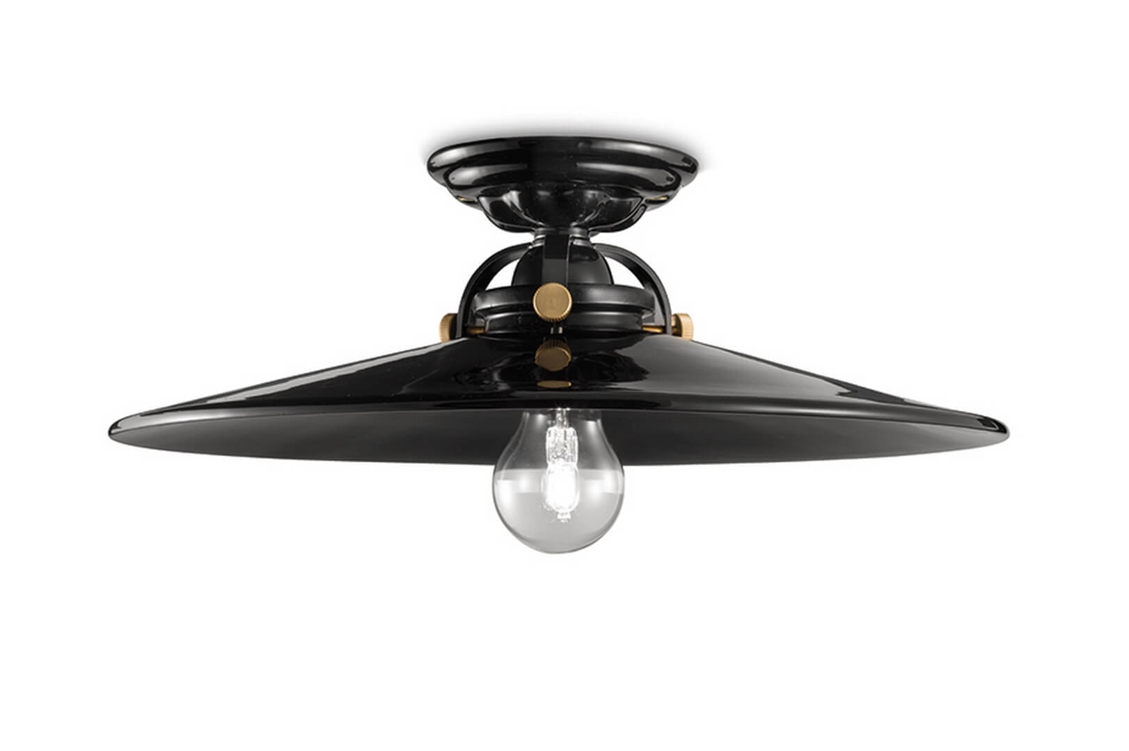 Lampa sufitowa Ferroluce C105 Smalto Nero B&W Retro