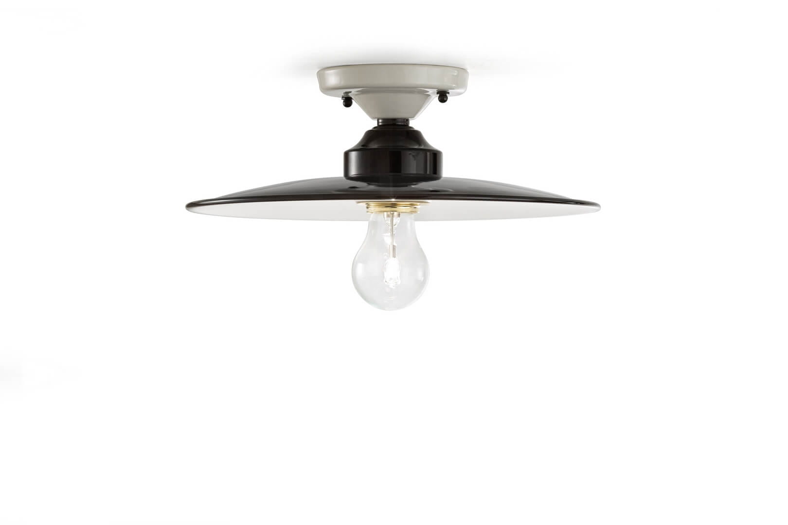 Lampa sufitowa czarno-biała ceramiczna Ferroluce C1614 B&W Retro