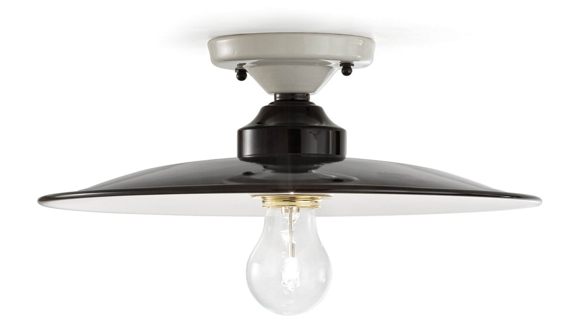 Lampa sufitowa ceramiczna czarno-biała Ferroluce C1615 B&W Retro