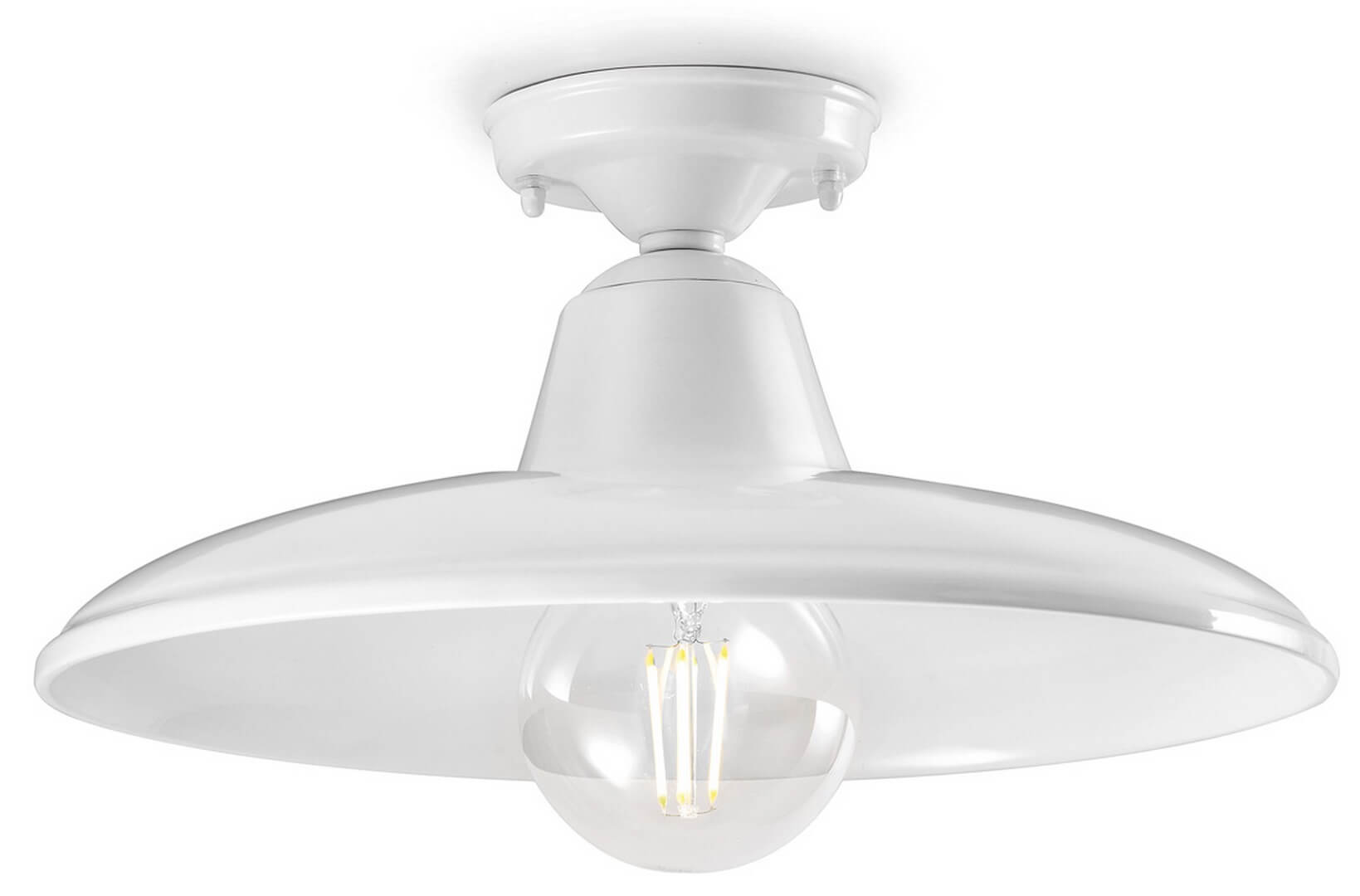 Lampa sufitowa biała ceramiczna Ferroluce C2333 Smalto Bianco B&W Retro