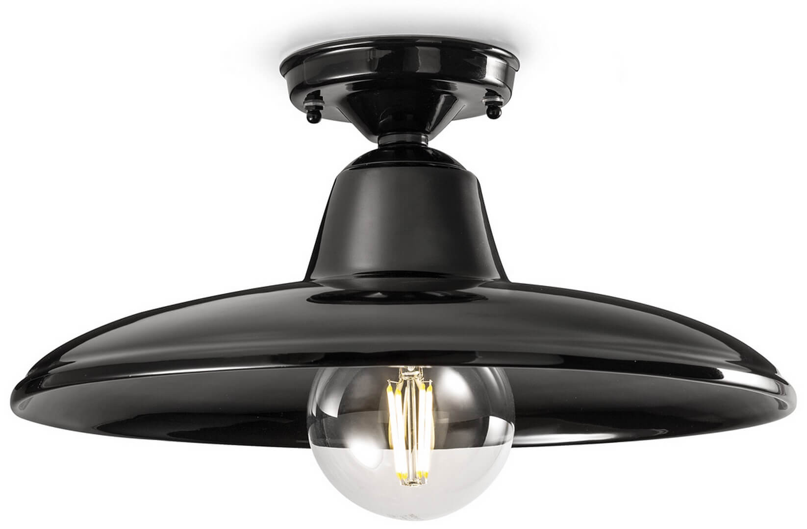 Lampa sufitowa czarna ceramiczna Ferroluce C2333 Smalto Nero B&W Retro