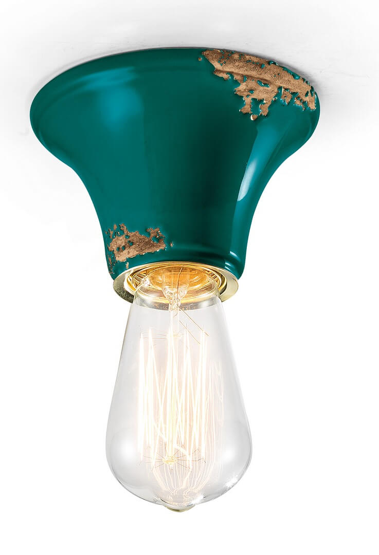Lampa sufitowa Ferroluce C132 Vintage Verde Vintage Retro