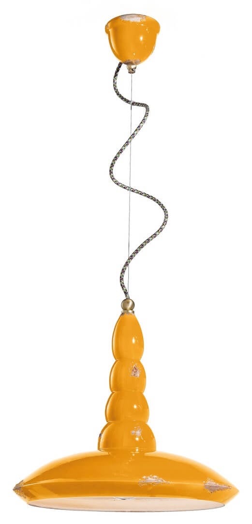 Lampa wisząca Ferroluce C1410 Vintage Giallo Vintage Retro
