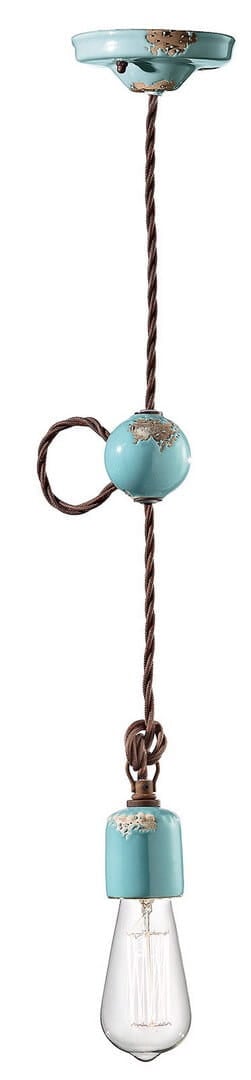 Lampa wisząca Ferroluce C660-1 Vintage Azzurro Vintage Retro