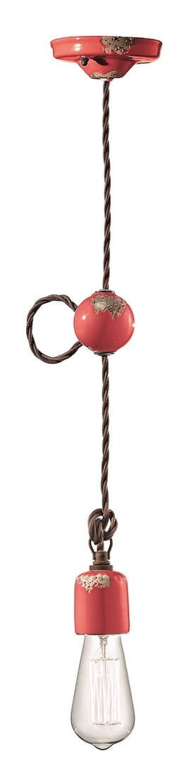 Lampa wisząca Ferroluce C660-1 Vintage Rosso Vintage Retro