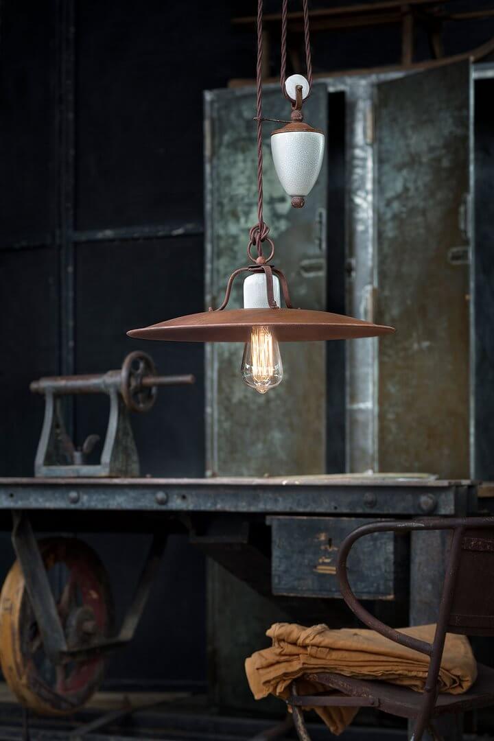 Lampa wisząca loftowa Ferroluce C1436 Craquelé Grunge Retro