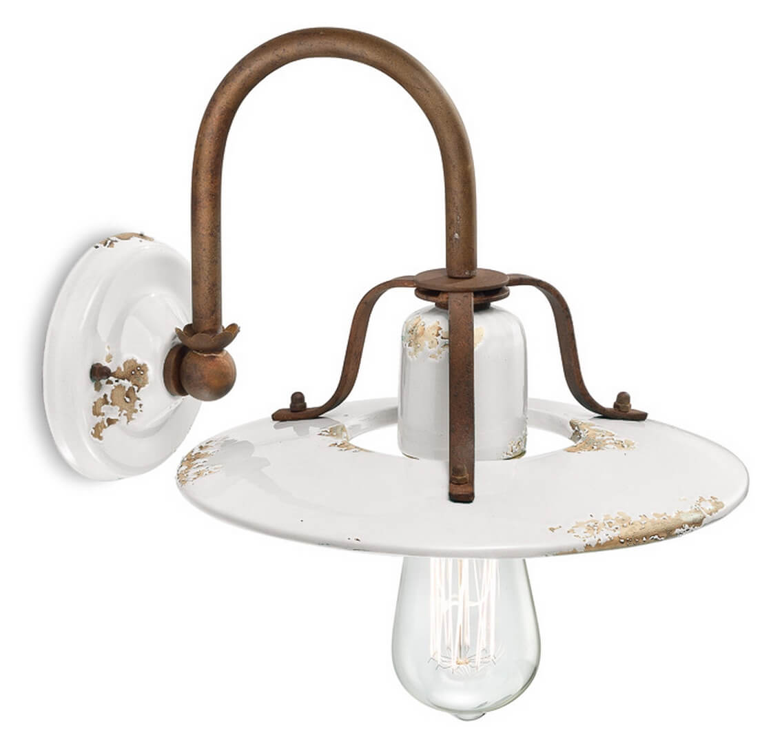 Kinkiet rustykalny Ferroluce C1440 Vintage Bianco Country Retro