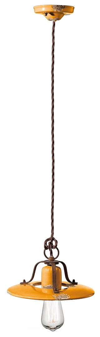 Lampa wisząca rustykalna Ferroluce C1441 Vintage Giallo Country Retro
