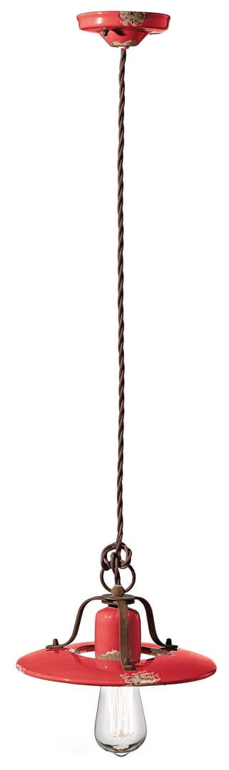 Lampa wisząca rustykalna Ferroluce C1441 Vintage Rosso Country Retro
