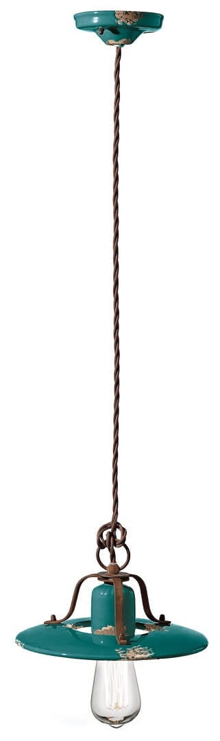 Lampa wisząca rustykalna Ferroluce C1441 Vintage Verde Country Retro