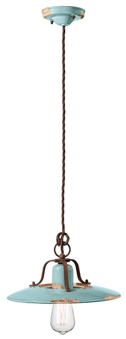 Lampa wisząca rustykalna Ferroluce C1442 Vintage Azzurro Country Retro