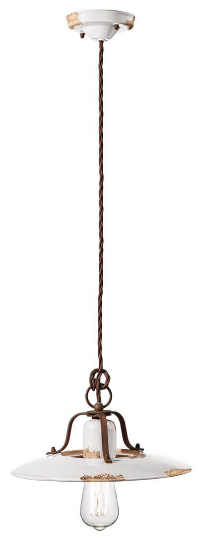 Lampa wisząca rustykalna Ferroluce C1442 Vintage Bianco Country Retro