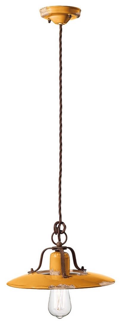 Lampa wisząca rustykalna Ferroluce C1442 Vintage Giallo Country Retro