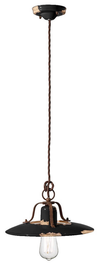 Lampa wisząca rustykalna Ferroluce C1442 Vintage Nero Country Retro