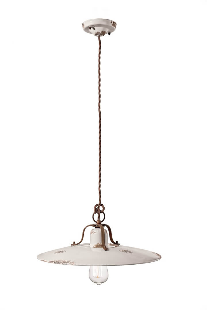 Lampa wisząca rustykalna Ferroluce C1443 Vintage Bianco Country Retro